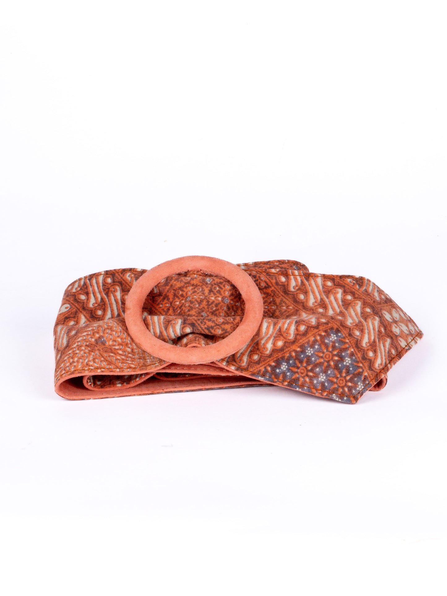Bianca suede & batik reversible belt salmon