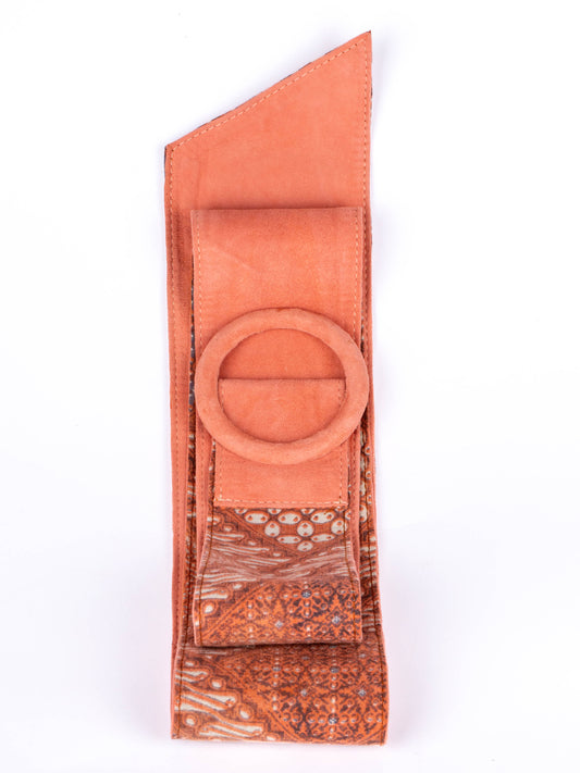 Bianca suede & batik reversible belt salmon