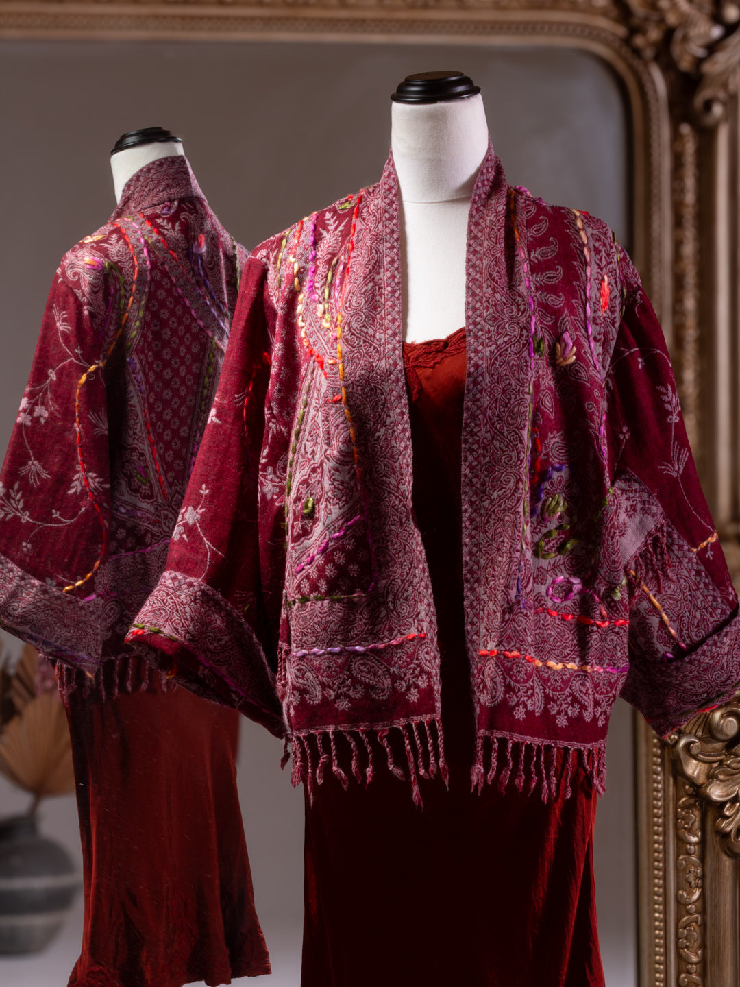 Kashmiri soft fringed wool jacket. Flourishing Ornament Size 14