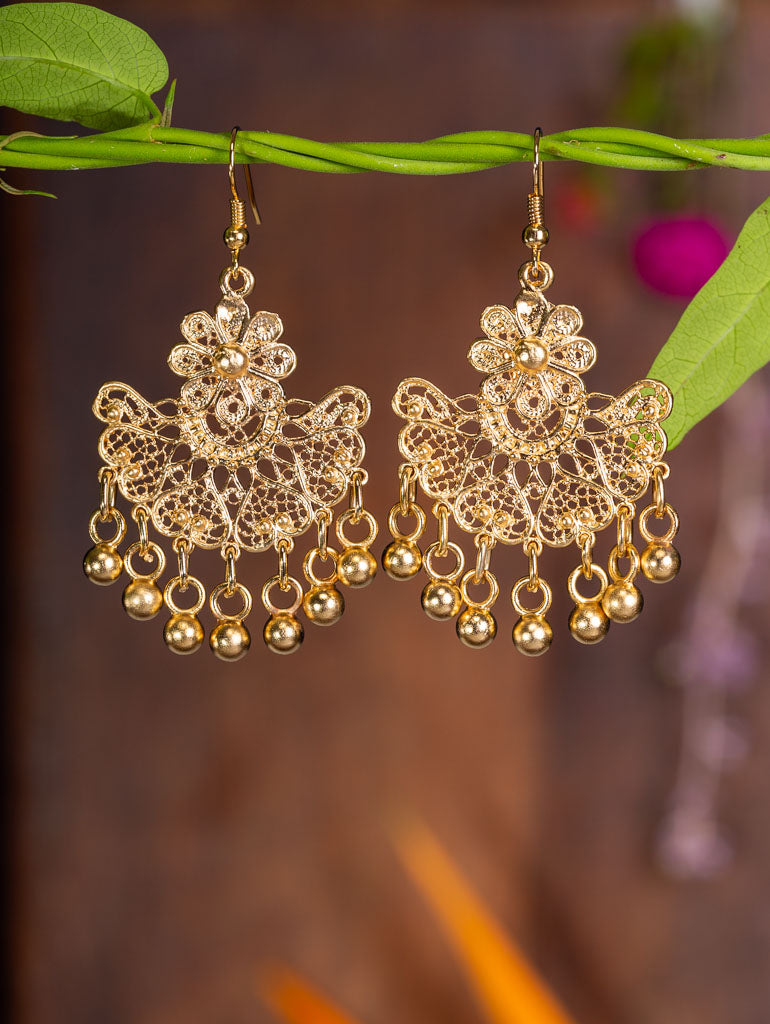gold lace bell earring
