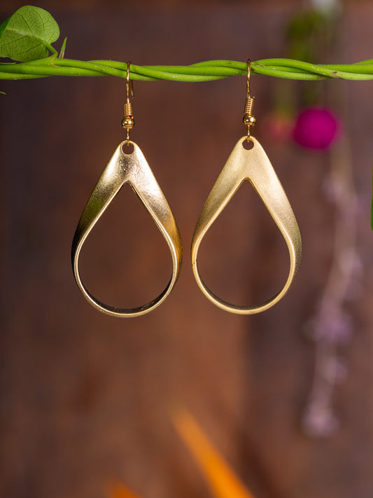 Gold tear shaped looped earring