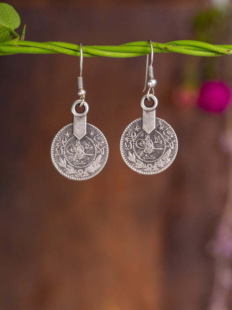 Silver plated Turkish Earring with coin detail