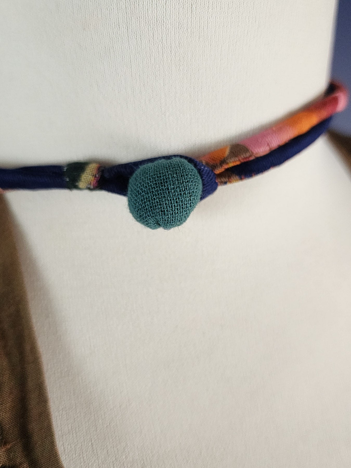 Mixed semi-precious beads with fabric ornaments