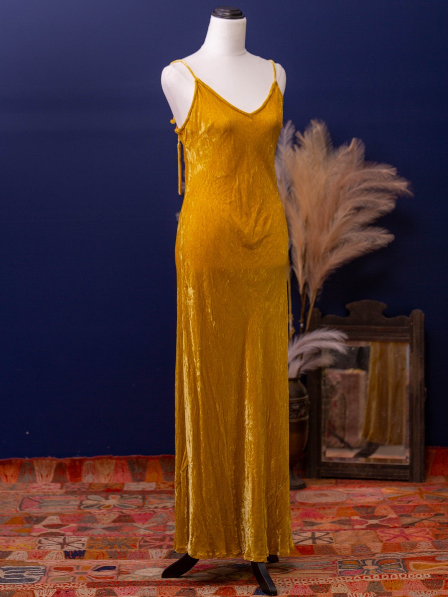 Silk Velvet Slip Maxi Gold