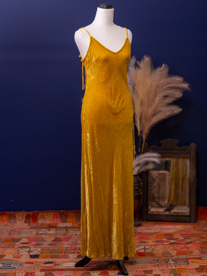 Silk Velvet Slip Maxi Gold