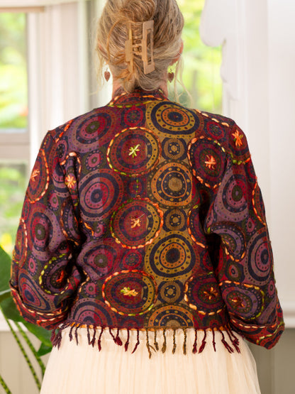 Kashmiri soft fringed wool jacket. Astral Travels size 12
