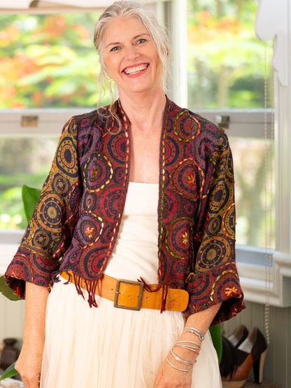 Kashmiri soft fringed wool jacket. Astral Travels size 12