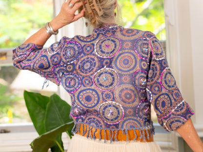 Kashmiri soft fringed wool jacket. Rich & Robust Size 10