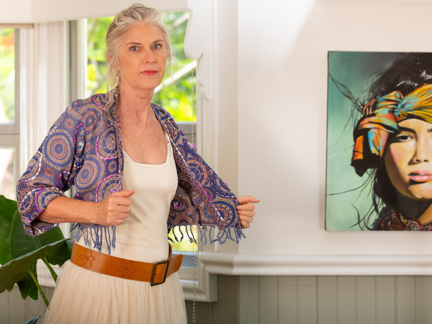 Kashmiri soft fringed wool jacket. Rich & Robust Size 10