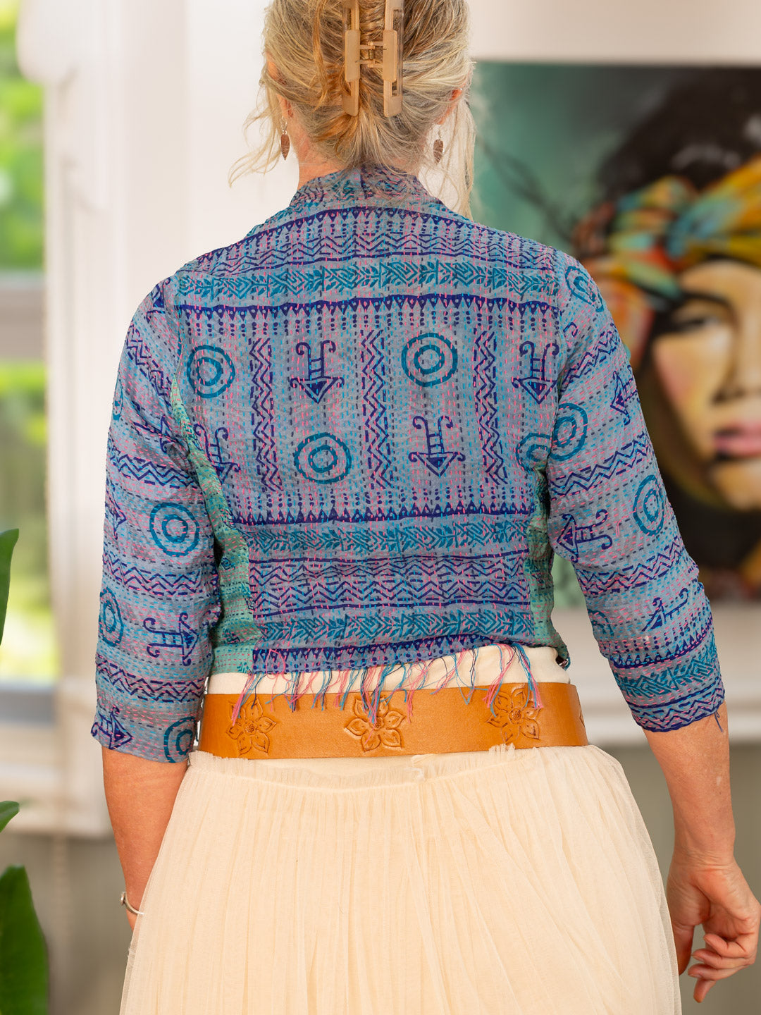 Boho Silk Chic Jacket. Blues size 10