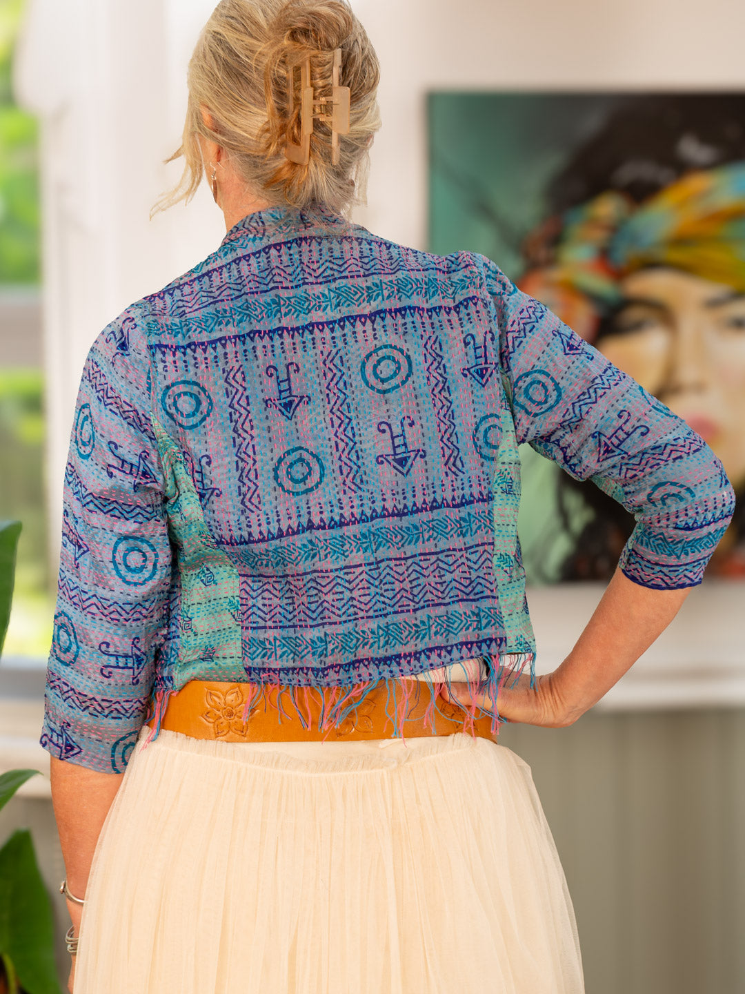 Boho Silk Chic Jacket. Blues size 10