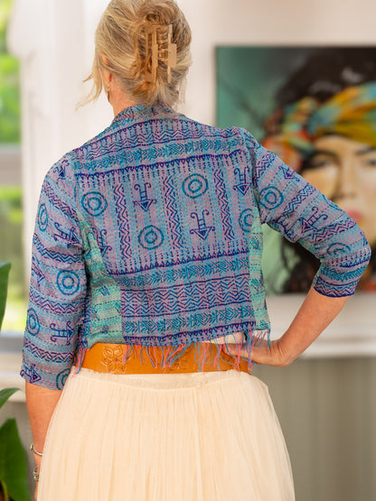 Boho Silk Chic Jacket. Blues size 10