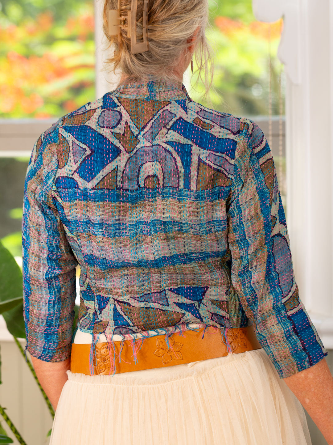 Boho Silk Chic Jacket. Blues size 10