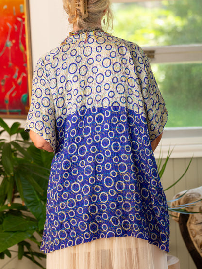 Kimono - silk reversible featuring hand stitching and pockets - oversized - Orenda