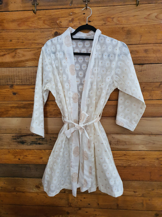 Luxe Gold Kimono short. Duster Jacket Gown.