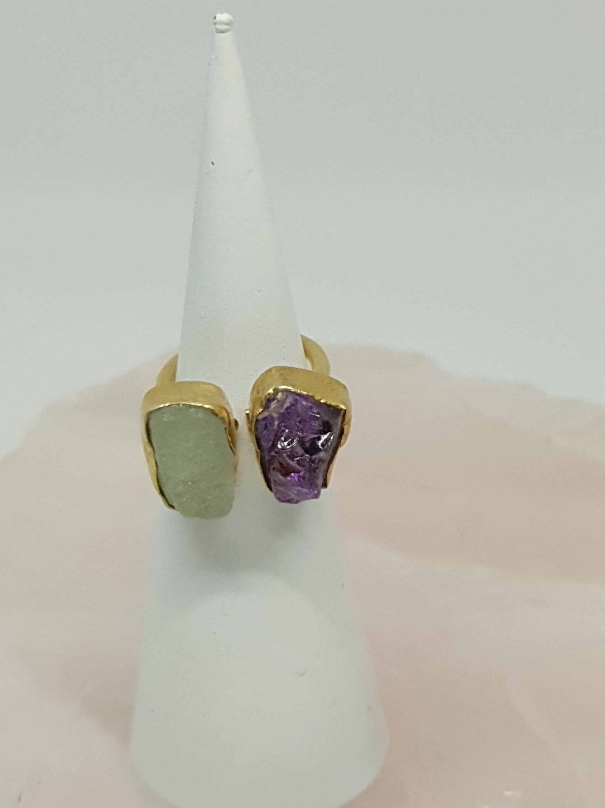 Raw cut crystals in a gold band