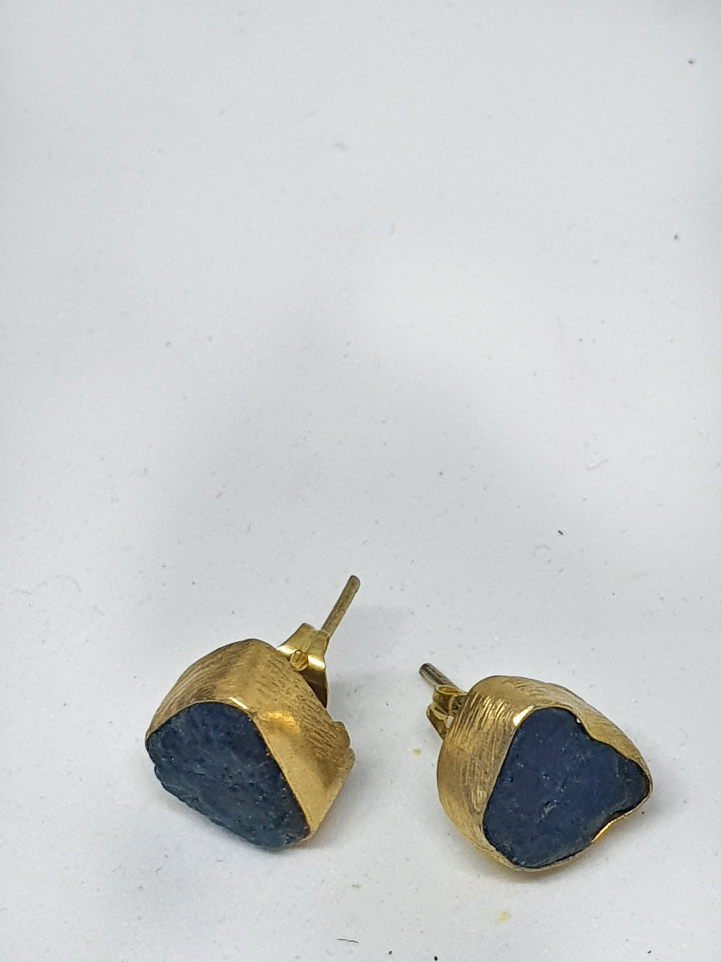 Gold Luxe earrings  - studs with raw cut crystals set in gold