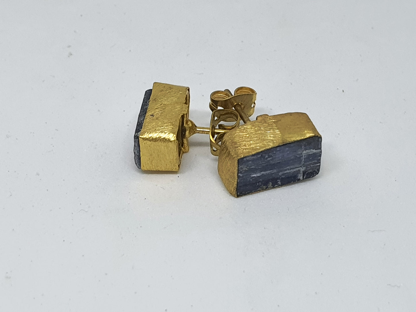Gold Luxe earrings  - studs with raw cut crystals set in gold
