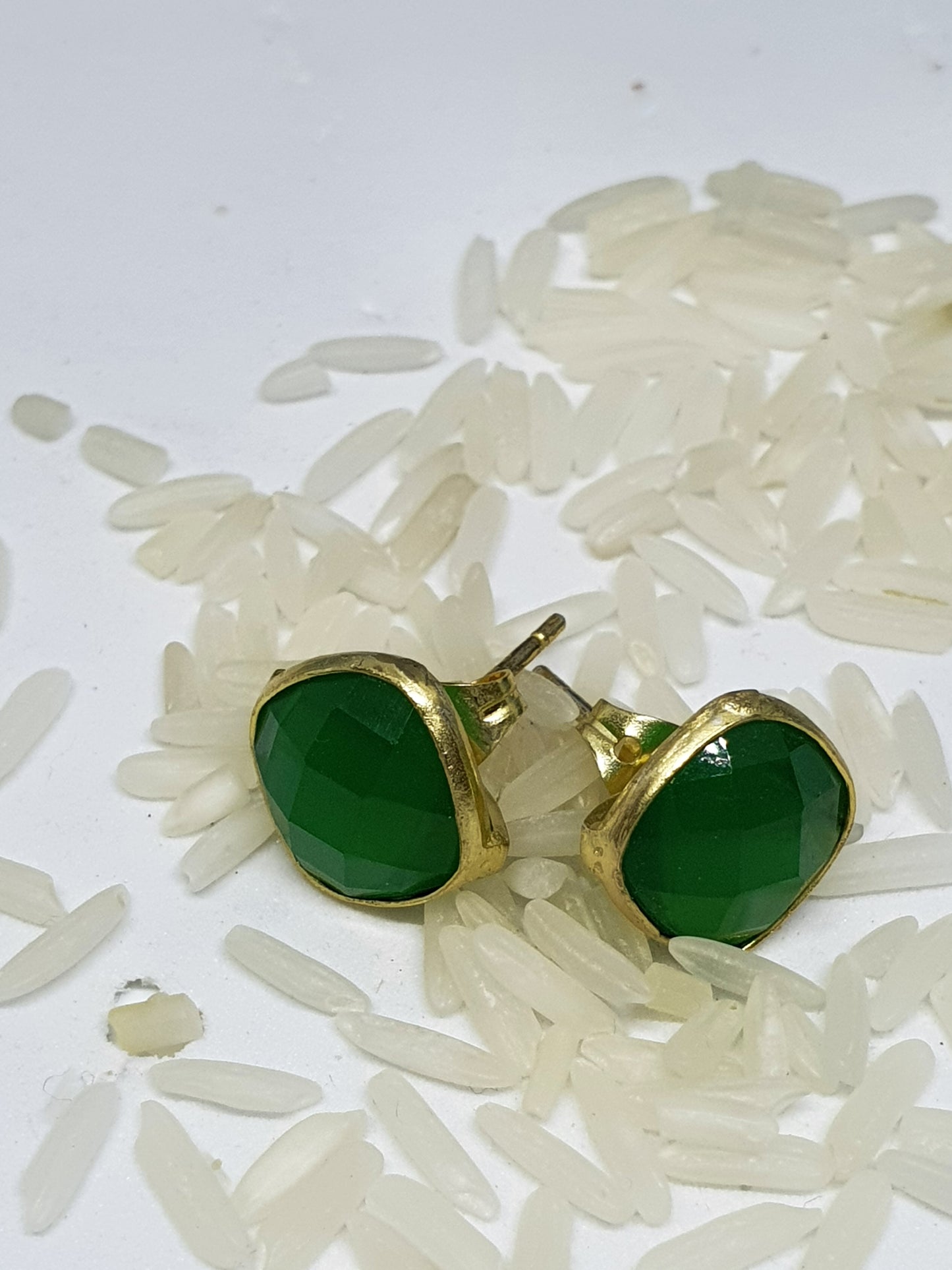 Green onyx stud earrings