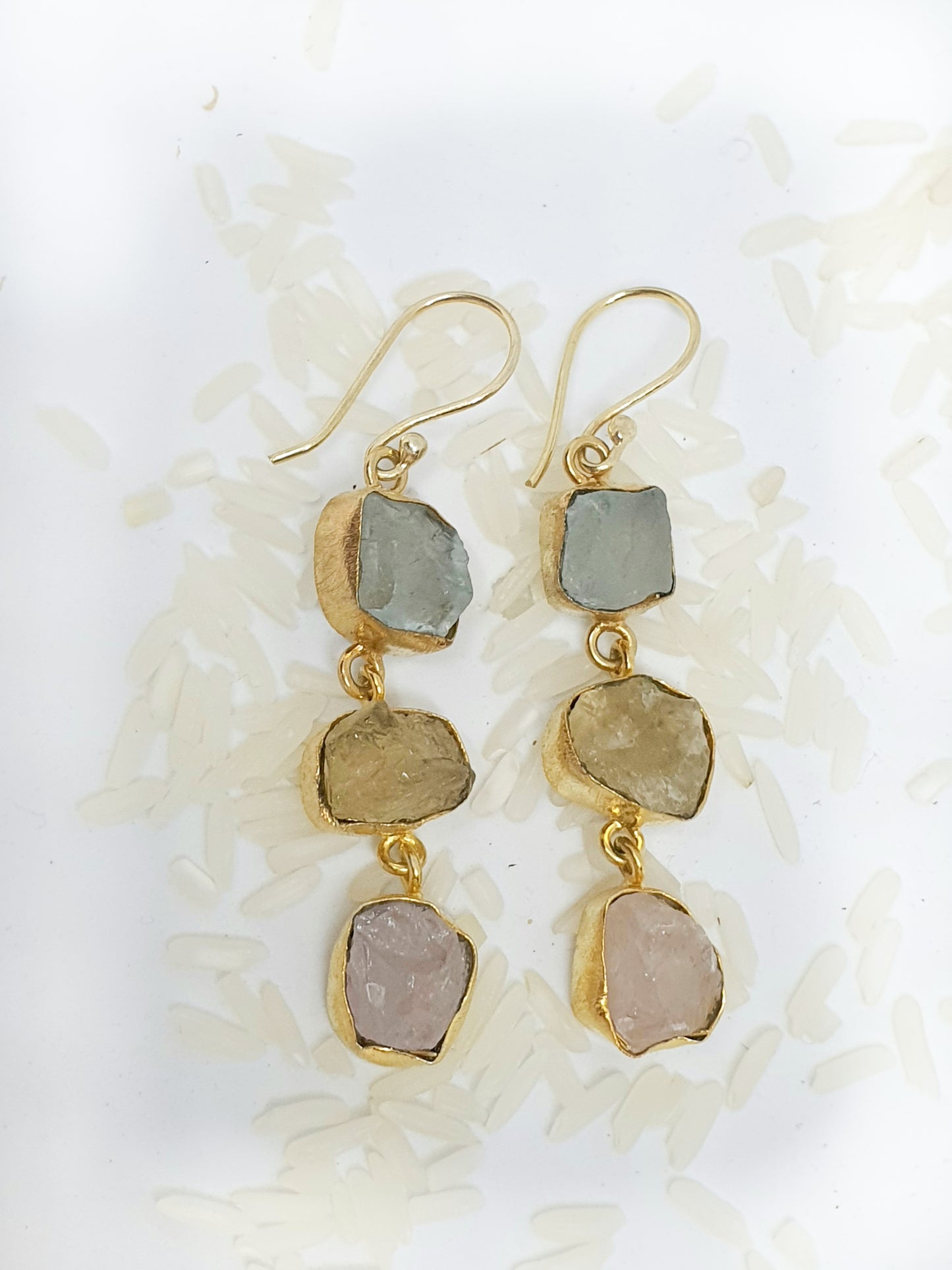 Gold earrings with crystal drops