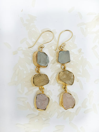 Gold earrings with crystal drops