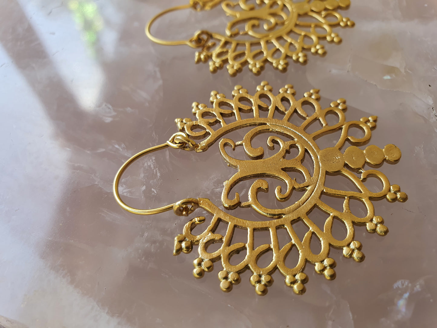 Gold lace design earrings