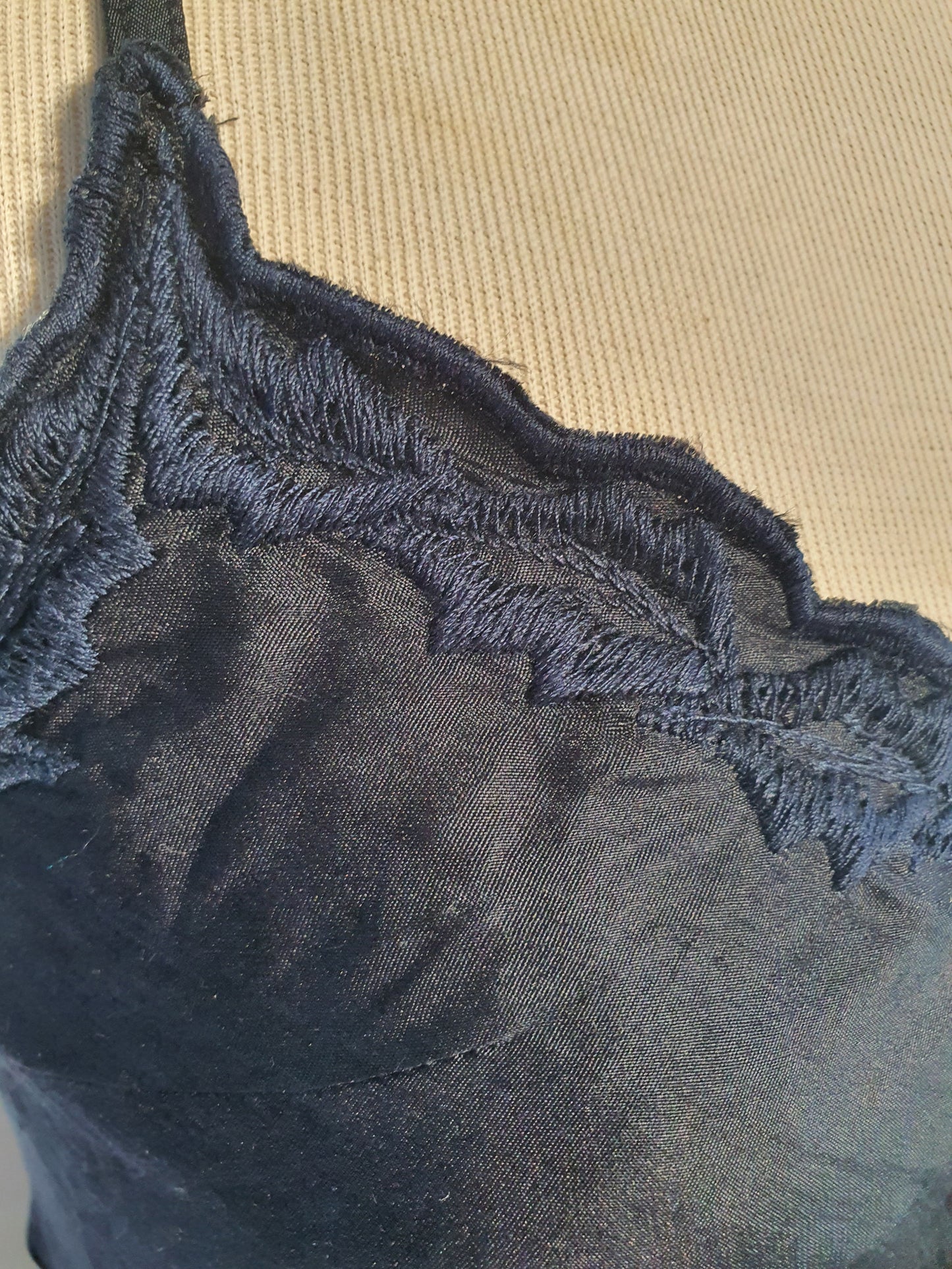Marilyn Silk Satin Luxe Long Slip Indigo