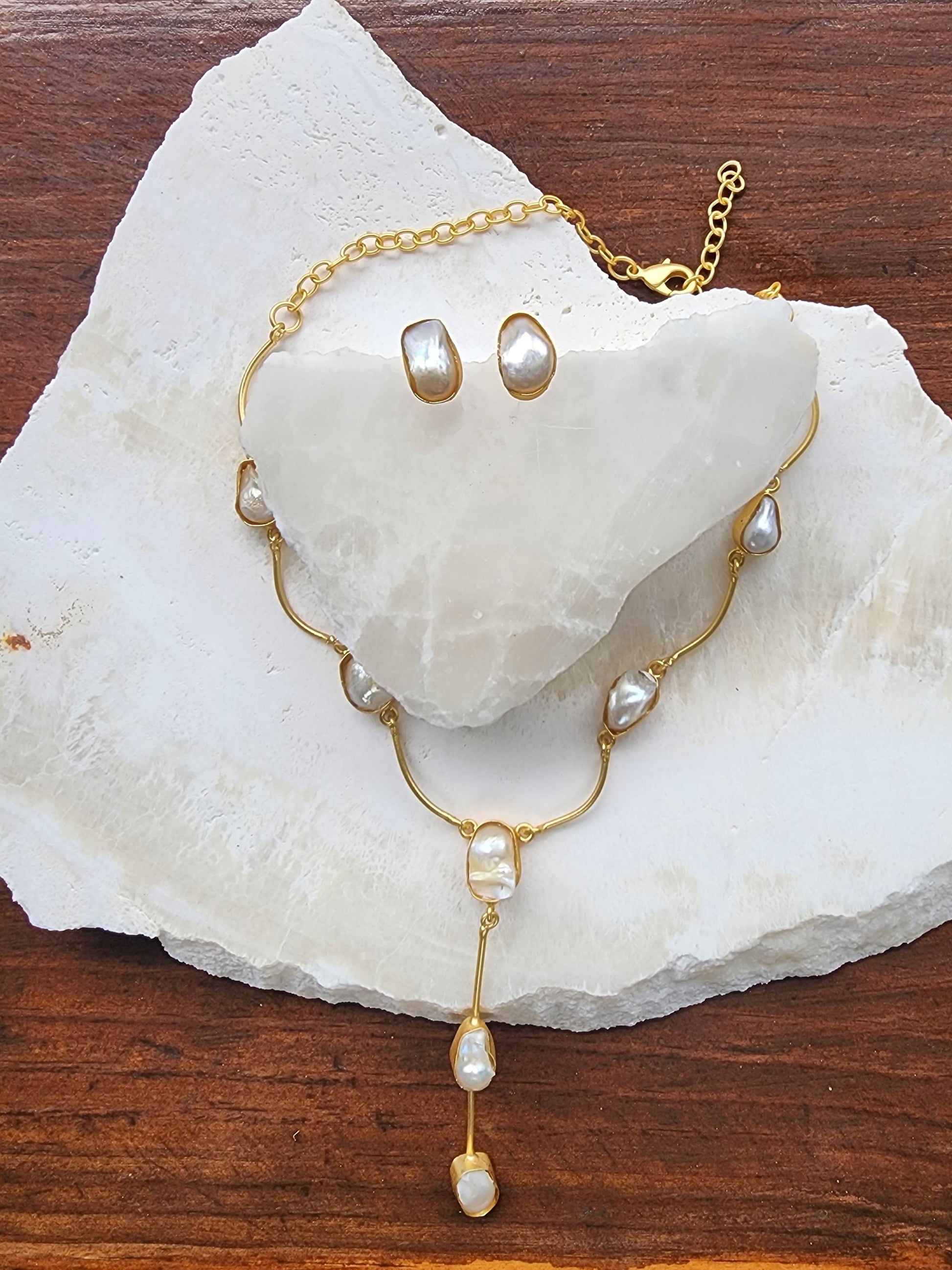 Gold Luxe Pearl Necklace Martini Set Taboo Fashion & Accessories