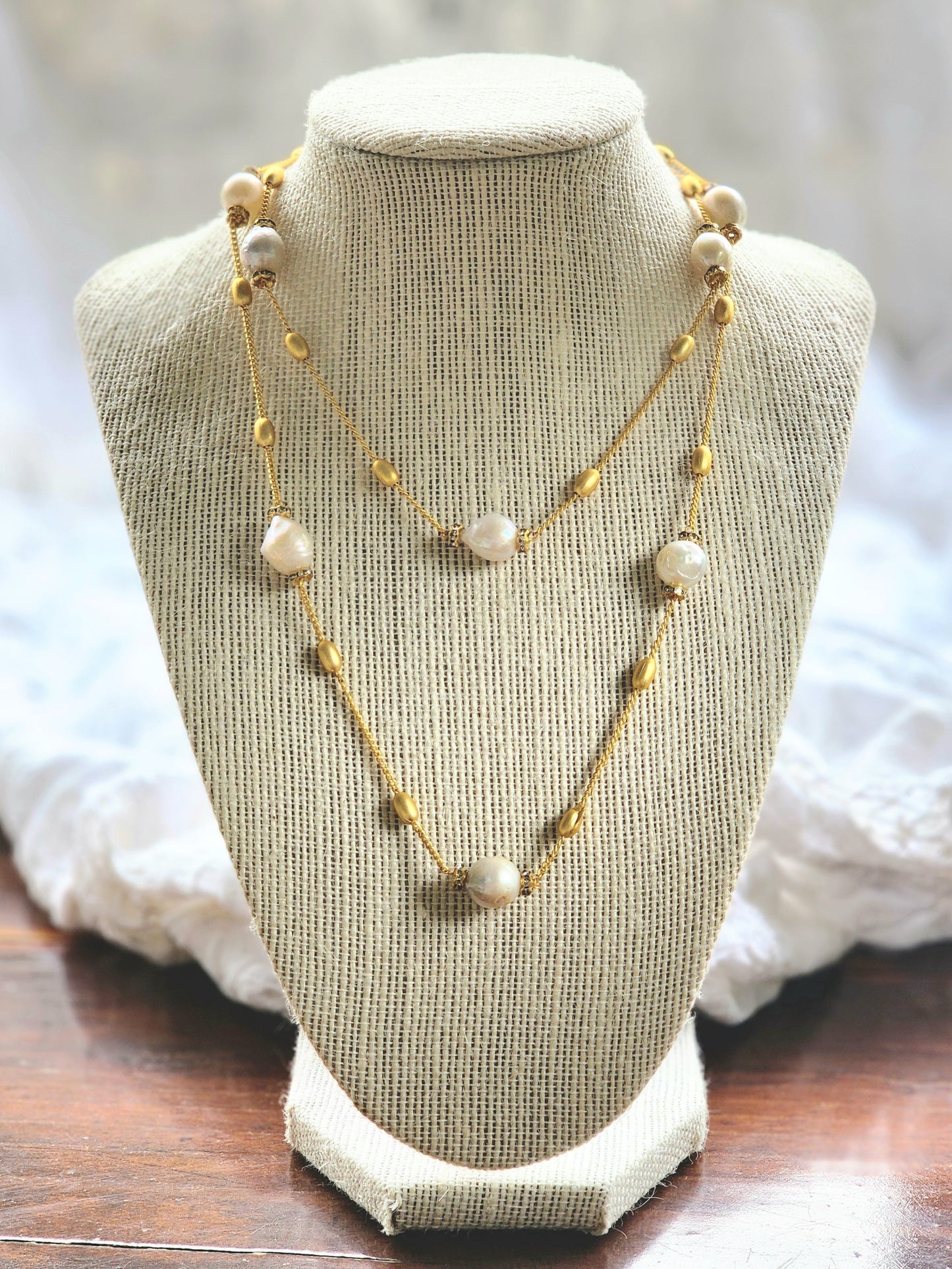 Mae Pearl long gold necklace