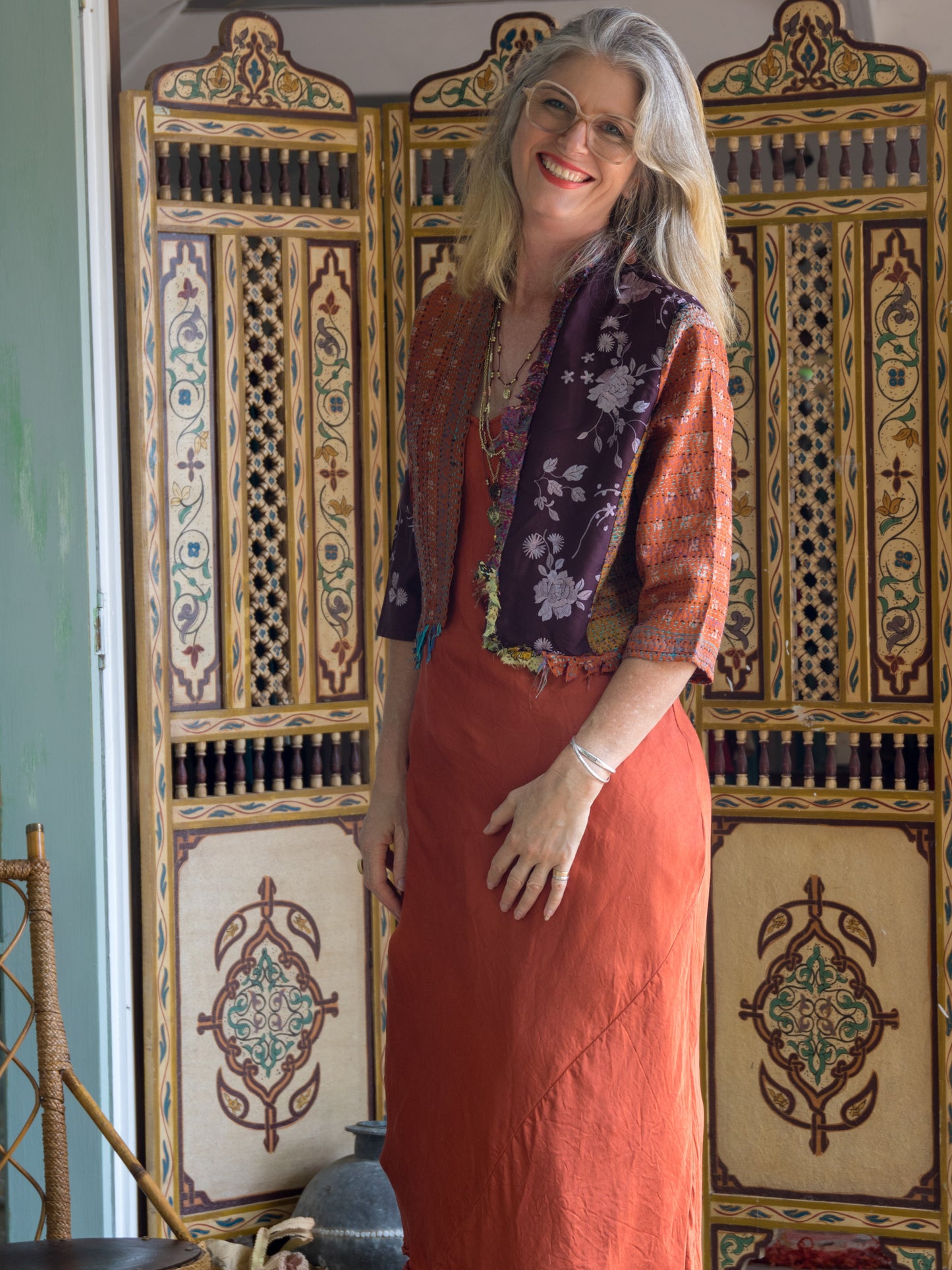 Side view of boho outfit