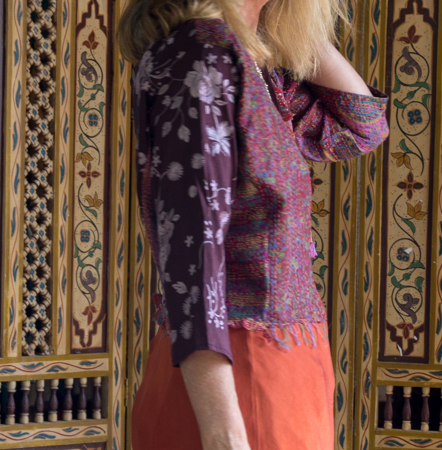 Posh & Patch Silk Collage Jacket Plum-Choc Size 12