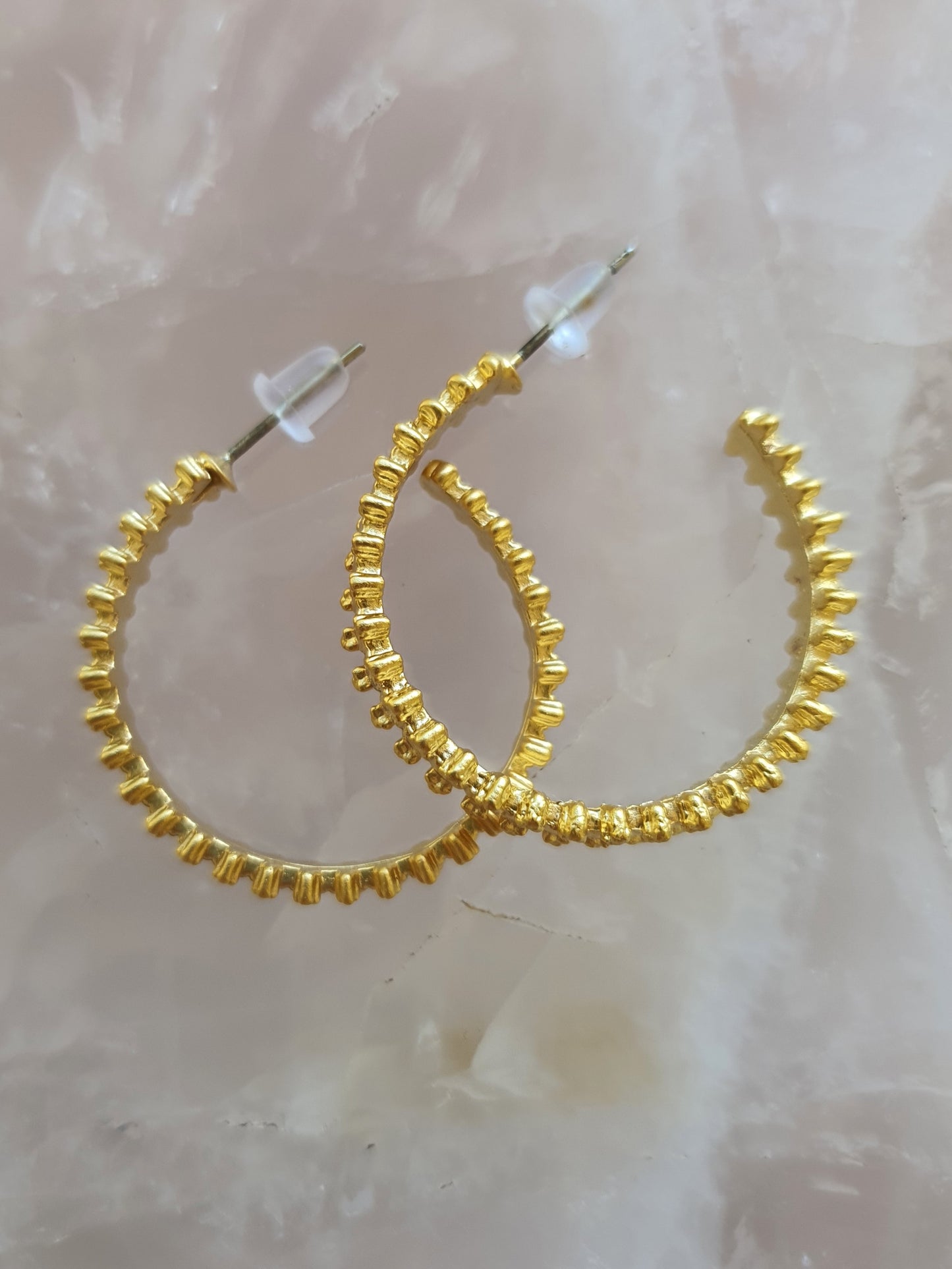 Gold crown hoop earrings