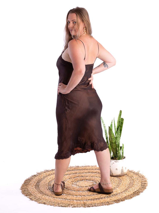 Marilyn Silk Satin Luxe Long Slip Burnished Copper