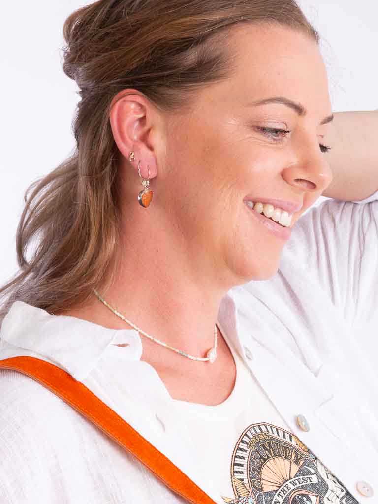 Silver Earring with Carnelian
