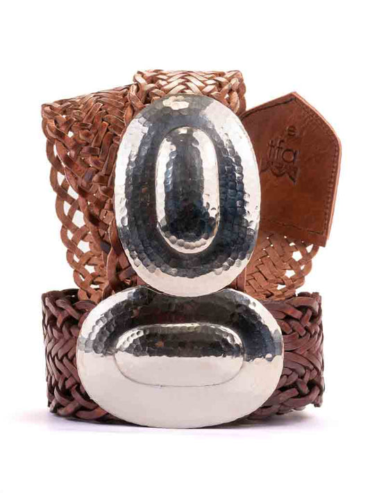 Marrakesh Wide Leather Belt Oval Beaten