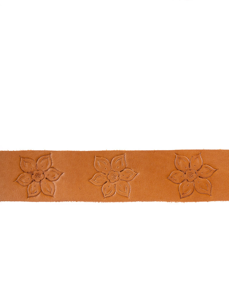 Fleur Hand Tooled Belt Wide Bone Buckle