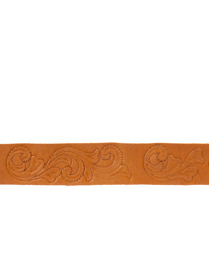 Detail of hand-tooled scroll belt from the tfa collection