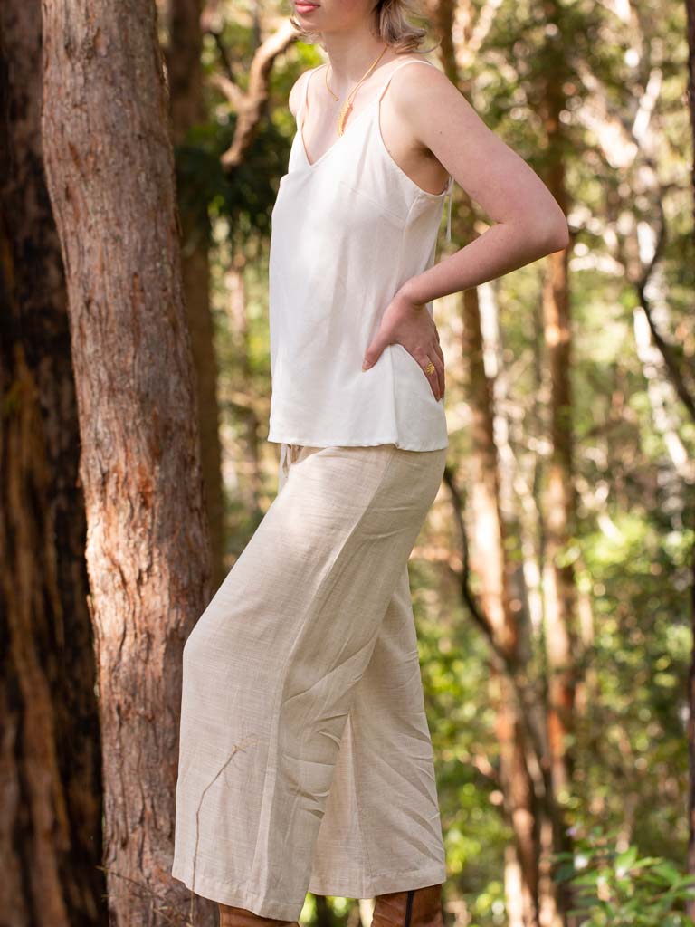 Lounge pants 3/4 in oatmeal linen – taboo