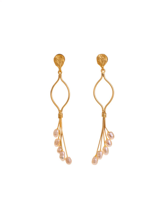 Gold studs with a cascading stem and bunch of "pearl" grapes.