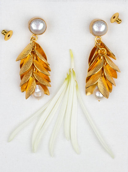 Pearl Blossom Gold luxe statement earrings