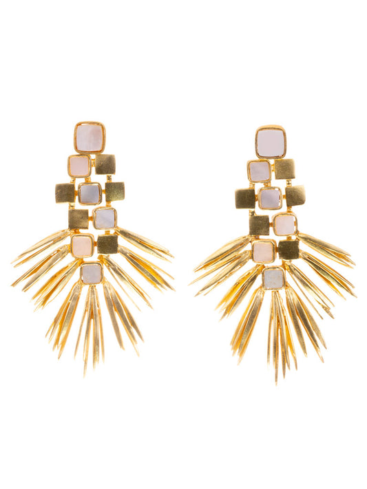 Mother of pearl gold firework earrings