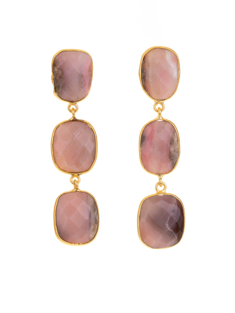 Gem Drops - triple drop gold earring
