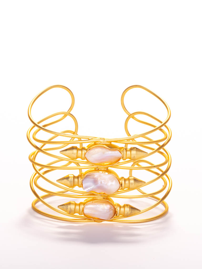 Gold Luxe Pearl Cuff - Pearl Royal Wreath