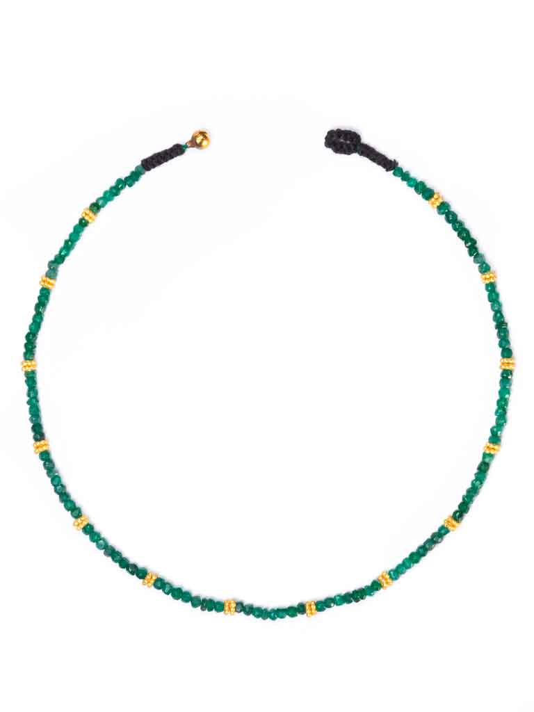 Green Onyx and Gold threaded Necklace