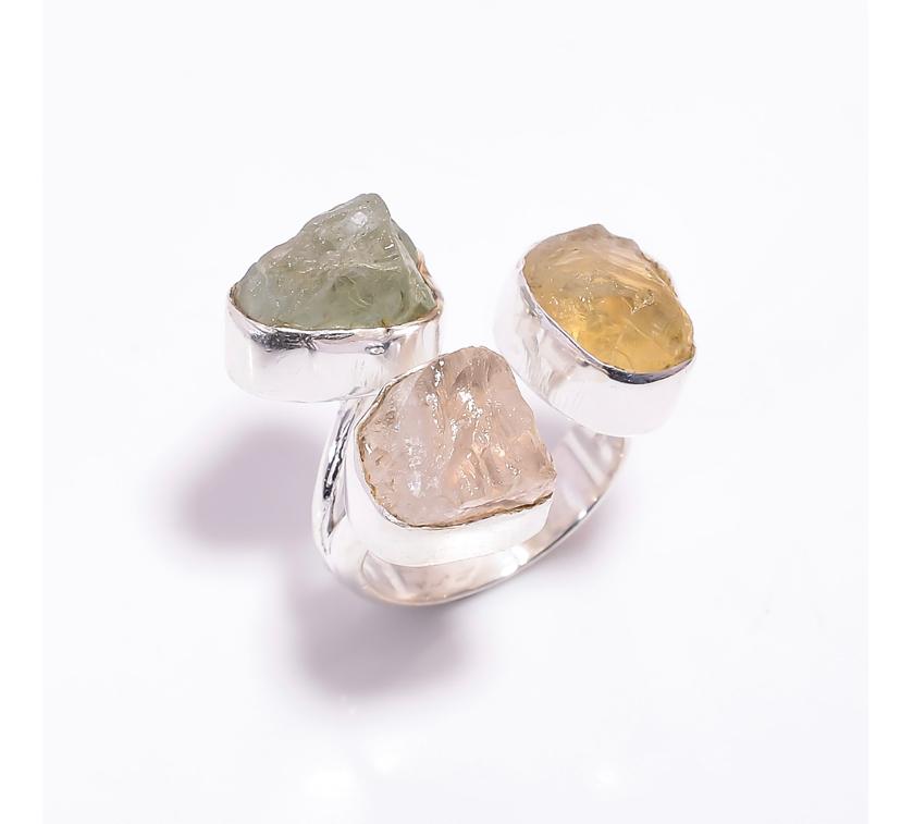 Crystals set in a sterling silver ring