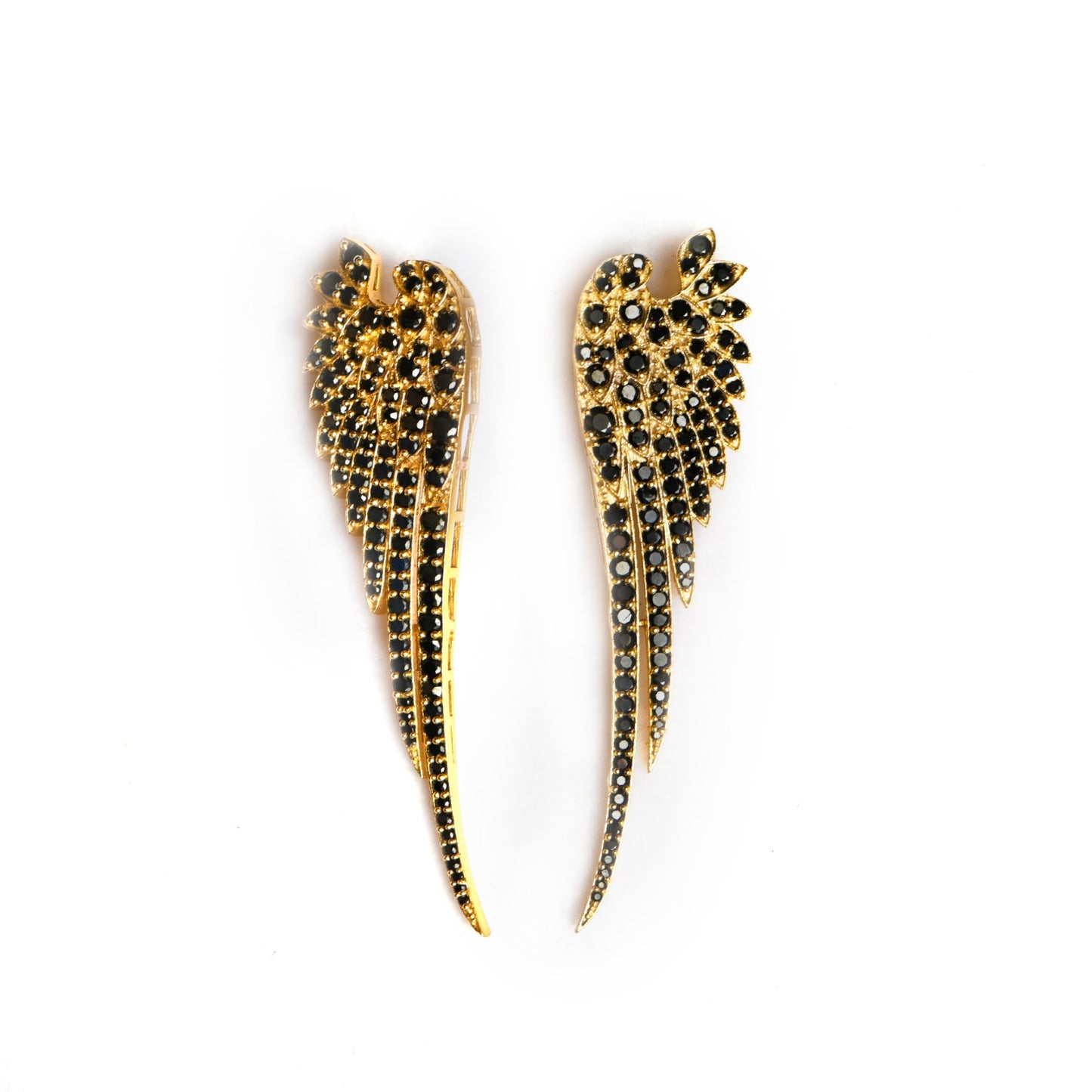 Crystal Studded Angel Wings Gold Luxe Earrings