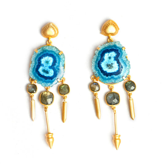 Gold luxe statement earrings gold California Blue
