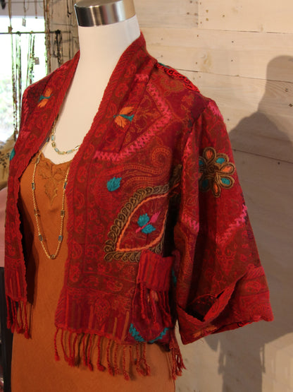 Kashmiri soft fringed wool jacket. Ruby Rd size 10