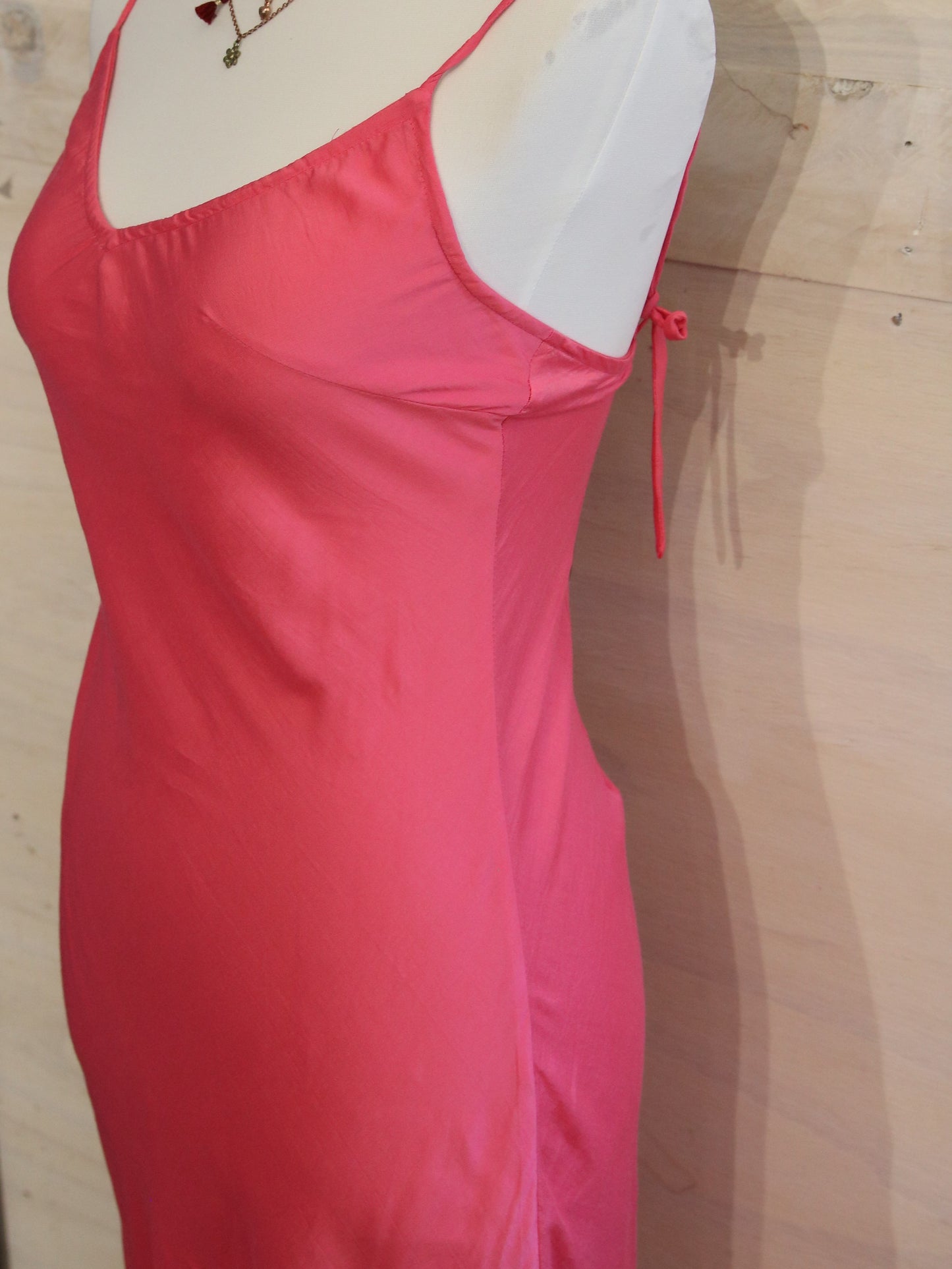 Pink silk slip