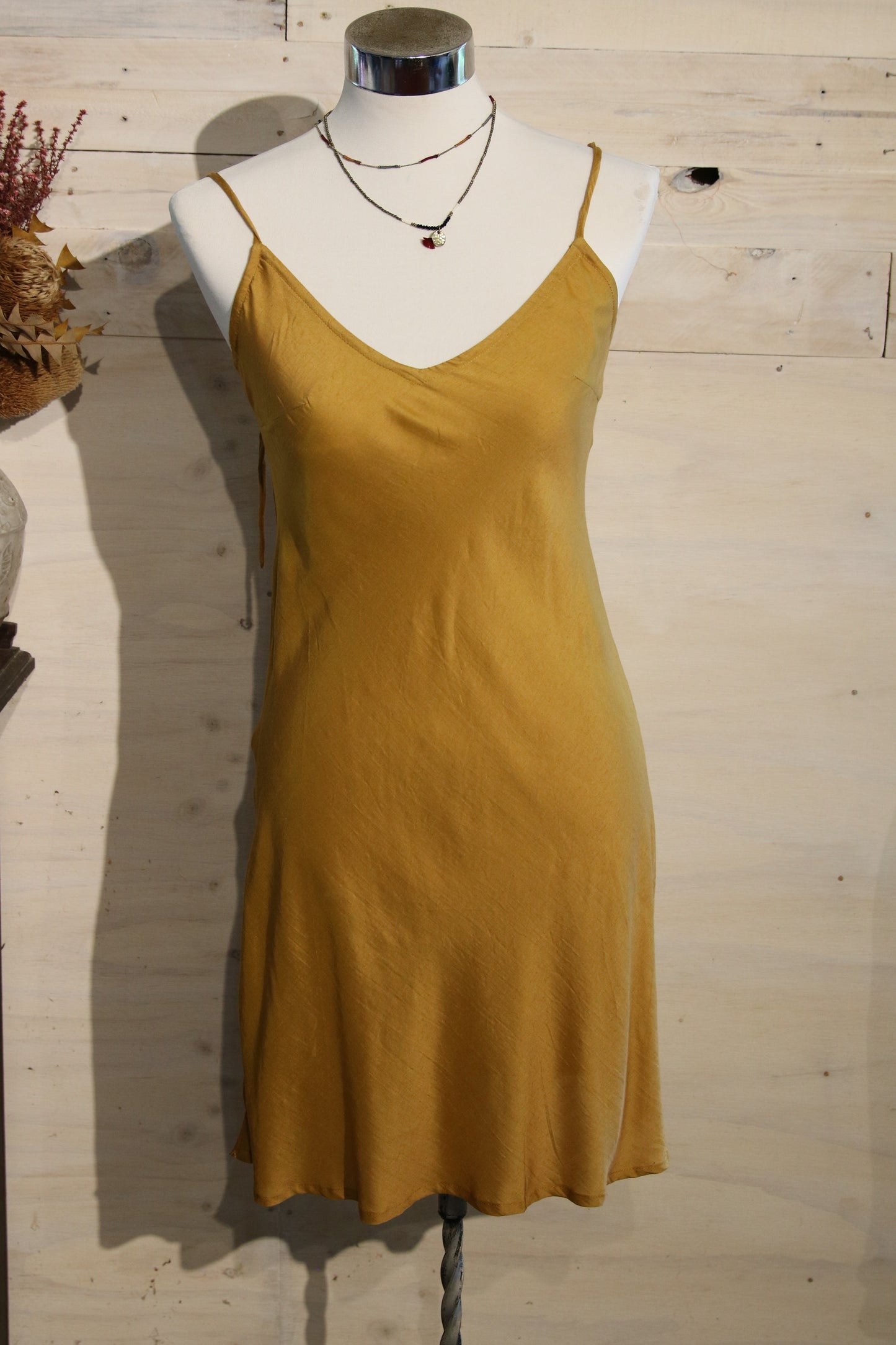 Silk slip in gold butter colour